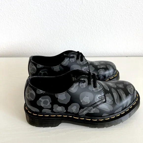 Dr Martens 1461 Smooth Distorted Leopard Black Grey Oxford Shoes men 9 DR. MARTENS DOC 1461 DISTORTED LEOPARD PRINT OXFORD SHOES  main image 4